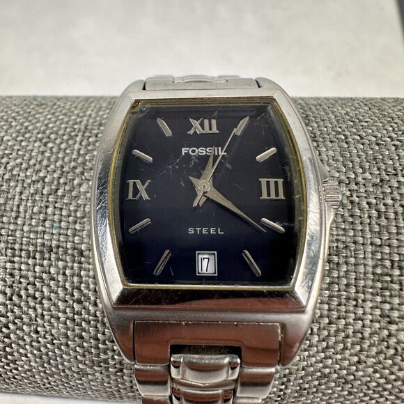 Fossil Arkitekt Watch Womens 23mm Rectangle Blue Dial Date Steel New Battery - Picture 5 of 12